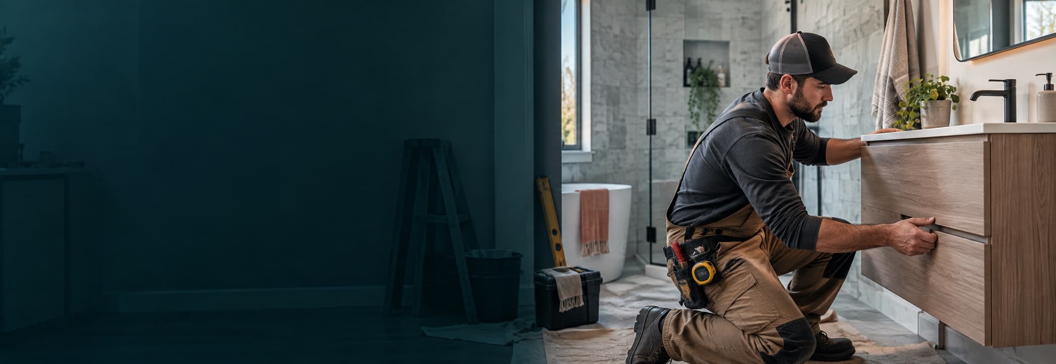 Renovation professionals working in a home