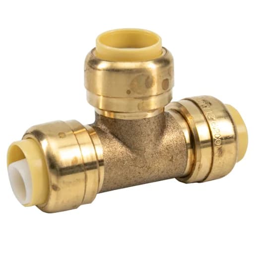 12PK Push-fit Pex Brass Tee 1/2 x 1/2 x 1/2in Lead-free