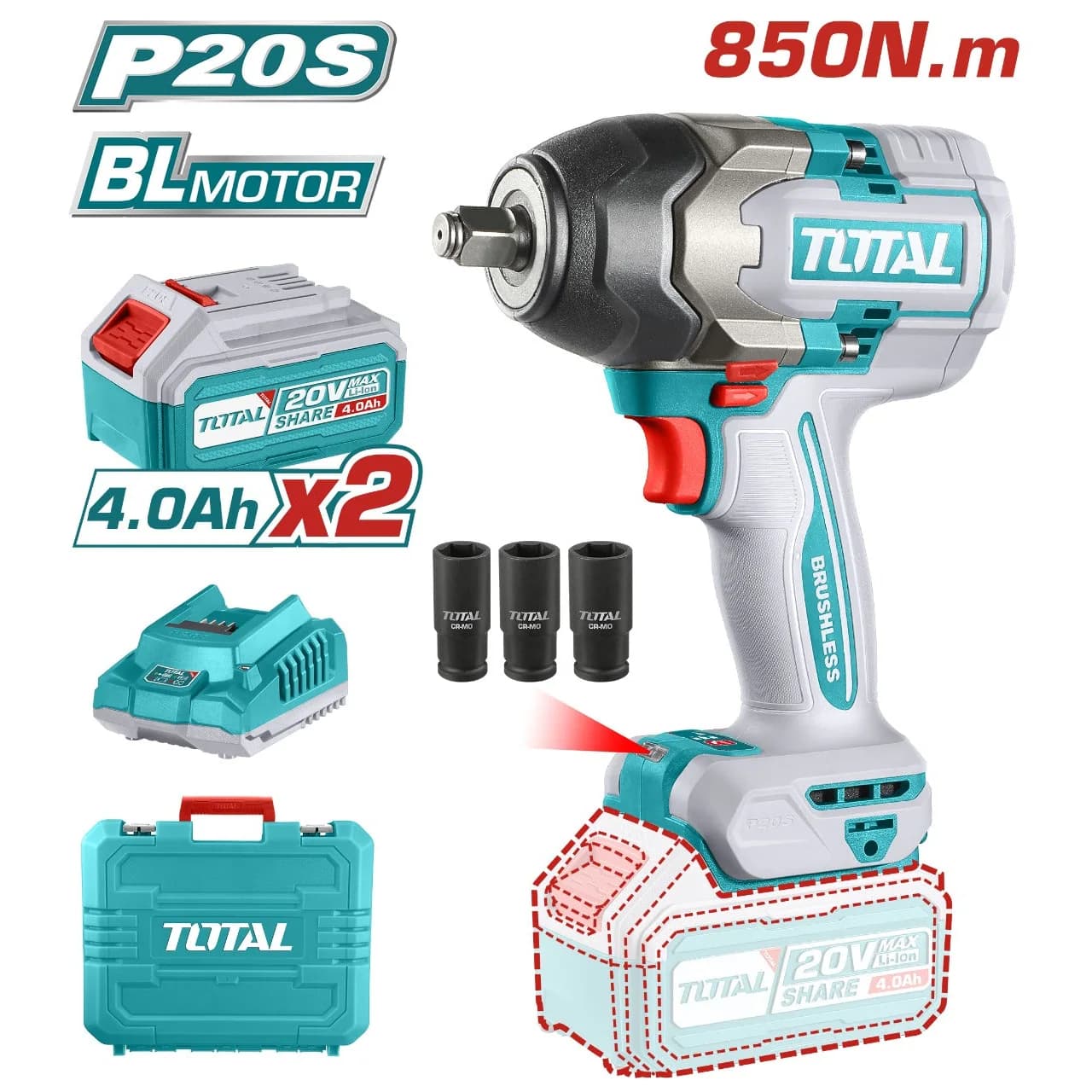 20VX627ft-lbs Cordless Impact Wrench Combo