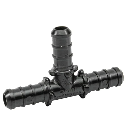 24PK Pex Poly Tee Barb to Barb 1/2 x 1/2 x 1/2in - Black