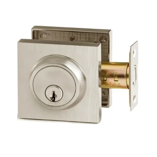 Deadbolt Single Cylinder Square - Satin Nickel