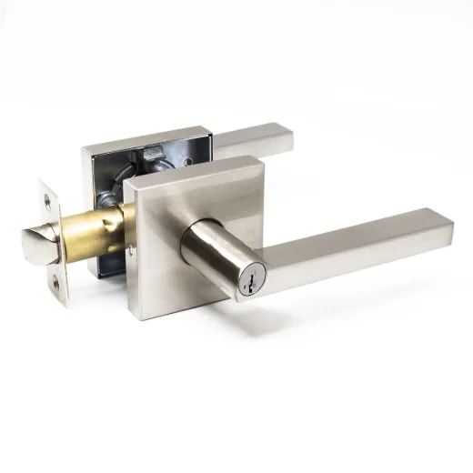 Door Lock Lever Entry Square - Satin Nickel