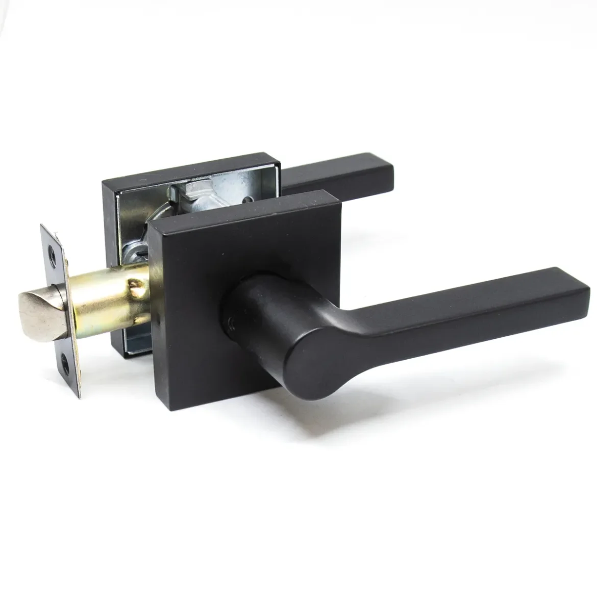 Door Lock Lever Passage Square - Matte Black