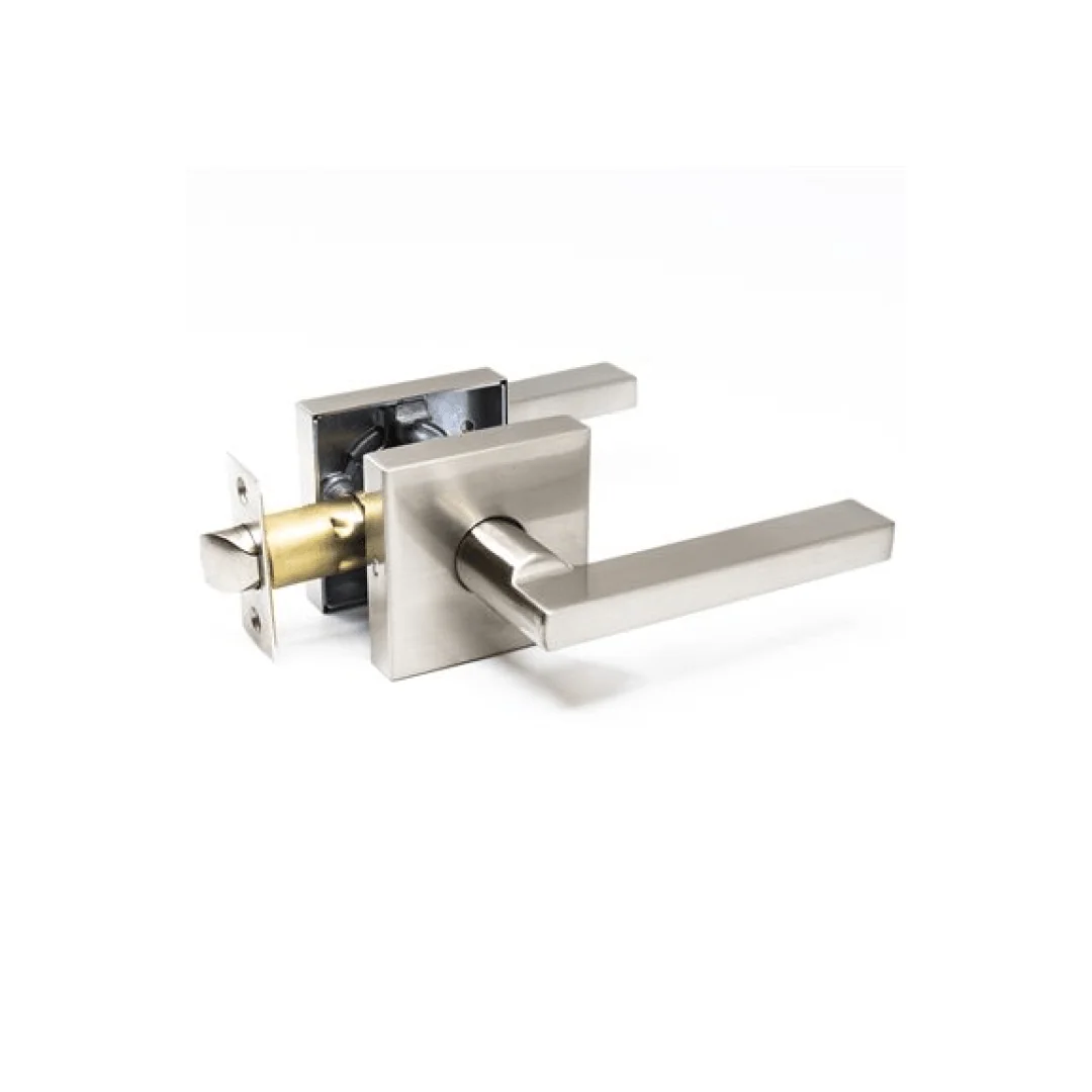 Door Lock Lever Passage Square - Satin Nickel