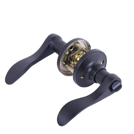Door Lock Lever Privacy Black Curved Handle