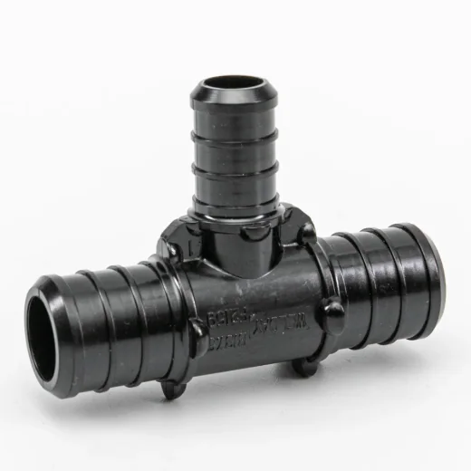 Pex Poly Tee Barb to Barb 1 x 1 x 3/4in - Black