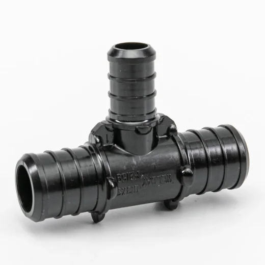 Pex Poly Tee Barb to Barb 3/4 x 3/4 x 1/2in - Black