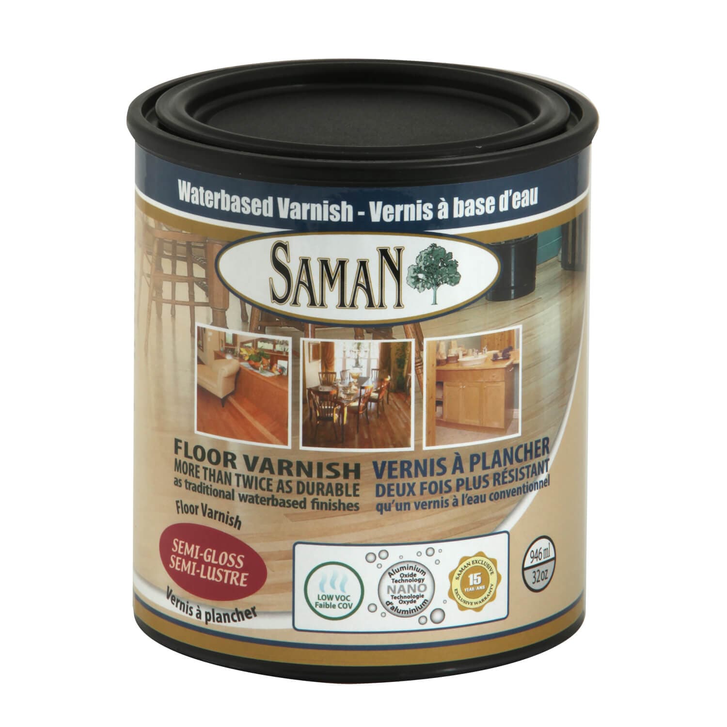 Saman Water-based Varnish - Semi-gloss Finish 946 mL