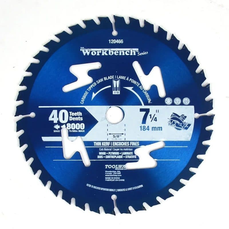 Saw Blade Carbide Tipped 7-1/4in 40T Thin Kerf