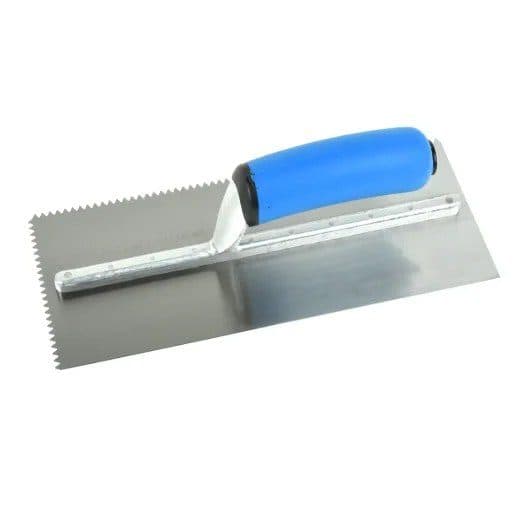 Trowel Notched 11in x 4½in (3/16in V Notch) Blue Handle