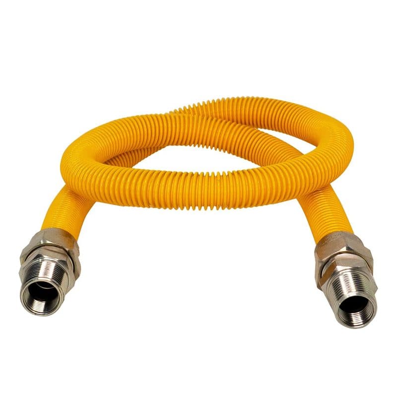 Yellow Coated Stainless Steel Gas Connector - 5/8" OD, 1/2" MIP x 1/2" MIP x 48"