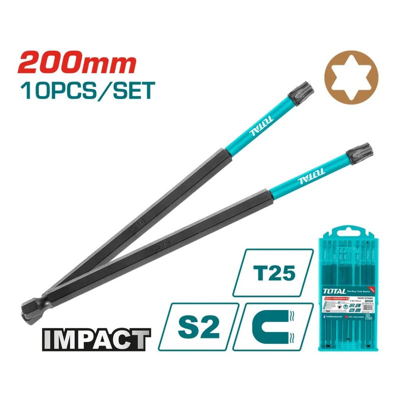 10 Pc/set T25 x 8" Impact Torx Screwdriver Bit