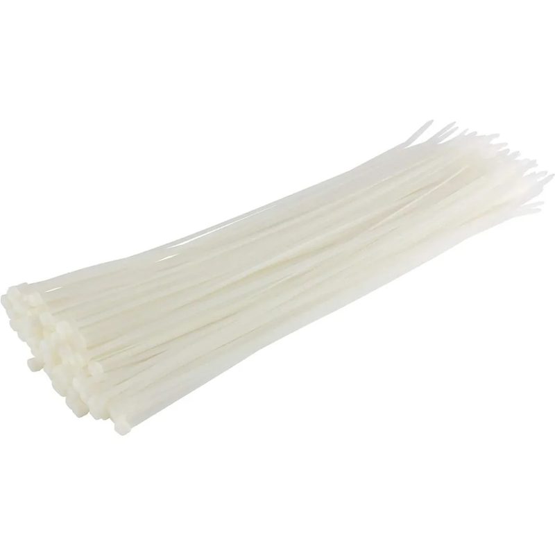 100PK Cable Ties 8in - White
