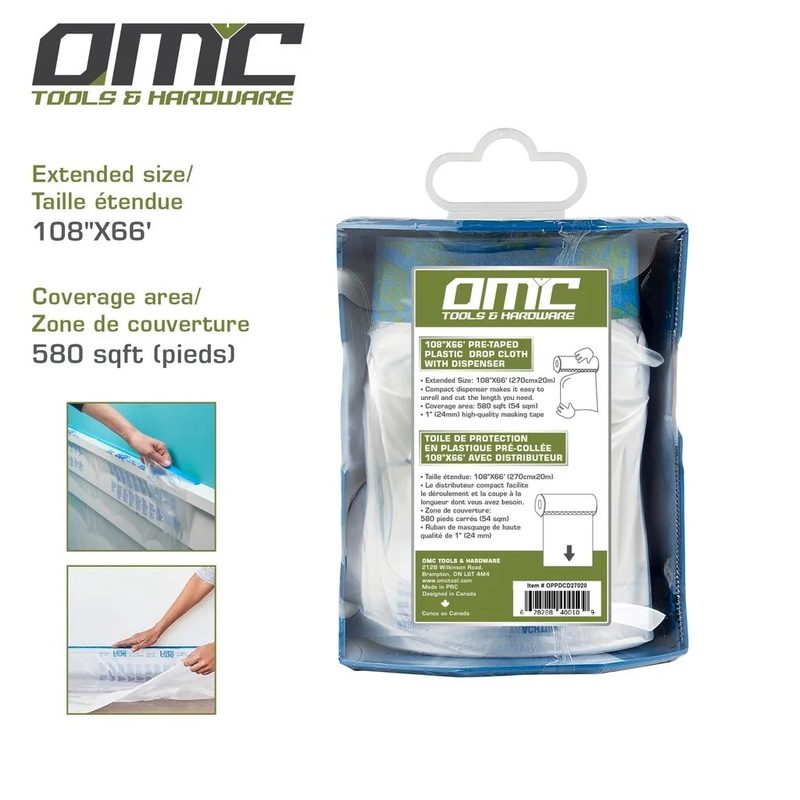 108" x 66 ft Pre-taped Plastic Drop Cloth with