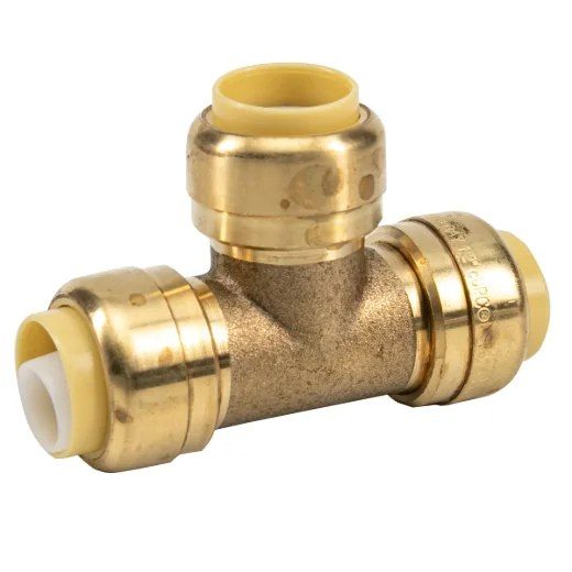 12PK Push-fit Pex Brass Tee 1/2 x 1/2 x 1/2in Lead-free