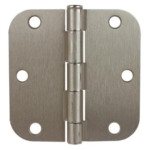 2 pc Door Hinge 3in x 3in Round Corner 5/8in Satin Nickel Steel
