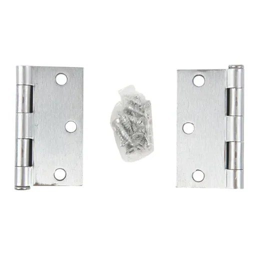 2 pc Door Hinge 3in x 3in x 2 mm Square Corner Brushed - Stainless Steel