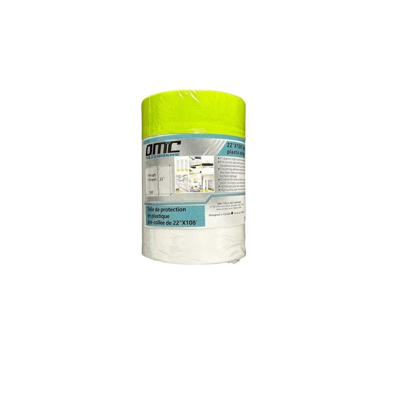 22" x 108 ft Pre-taped Plastic Drop Cloth
