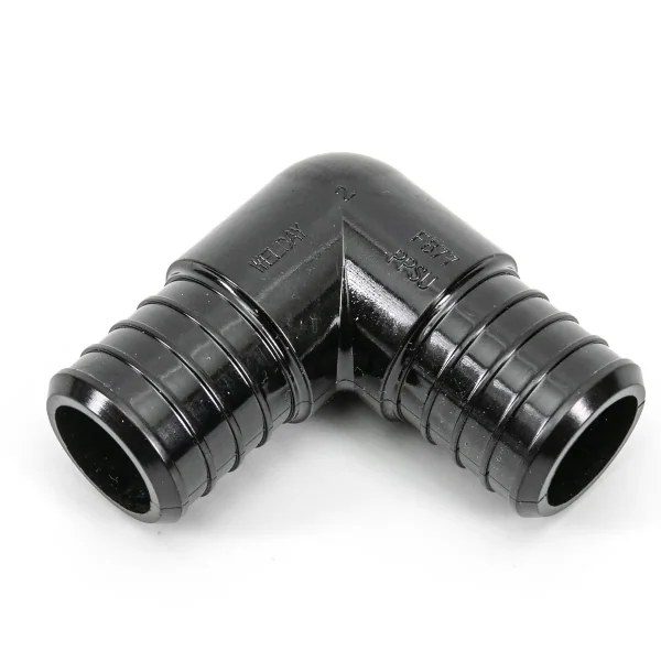 24PK Pex Poly 90° Elbow Barb to Barb 3/4 x 3/4in - Black
