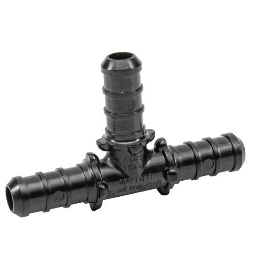 24PK Pex Poly Tee Barb to Barb 1/2 x 1/2 x 1/2in - Black