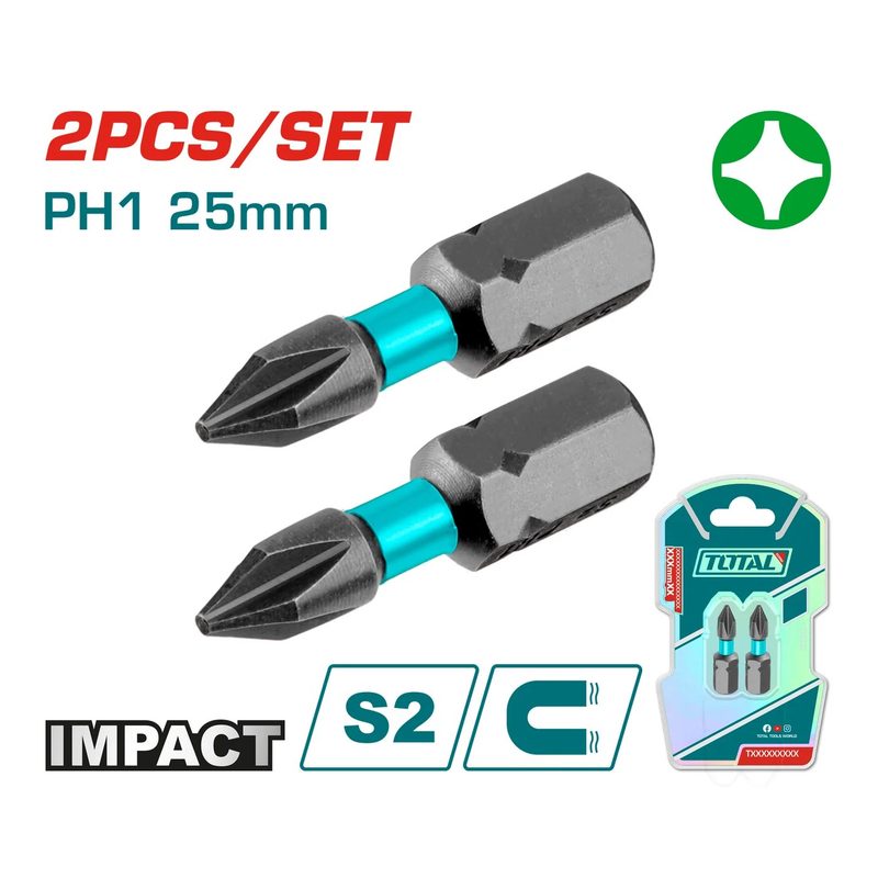 2PCS PH1 x 1" Impact Screwdriver Bits Set