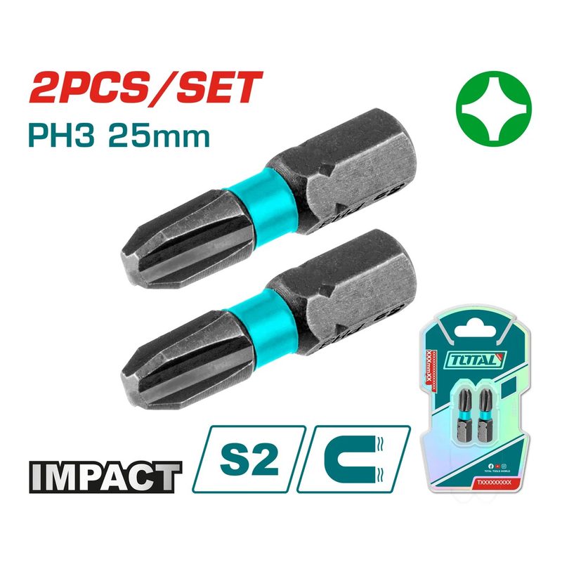 2PCS PH3 x 1" Impact Screwdriver Bits Set