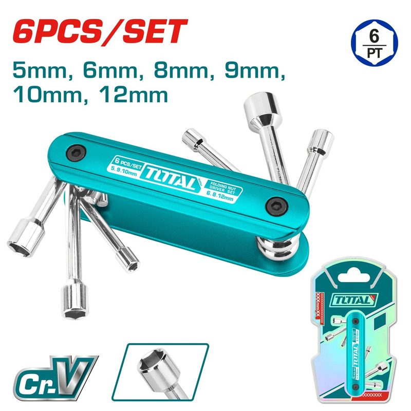 6 pc Folding Nut Driver Set