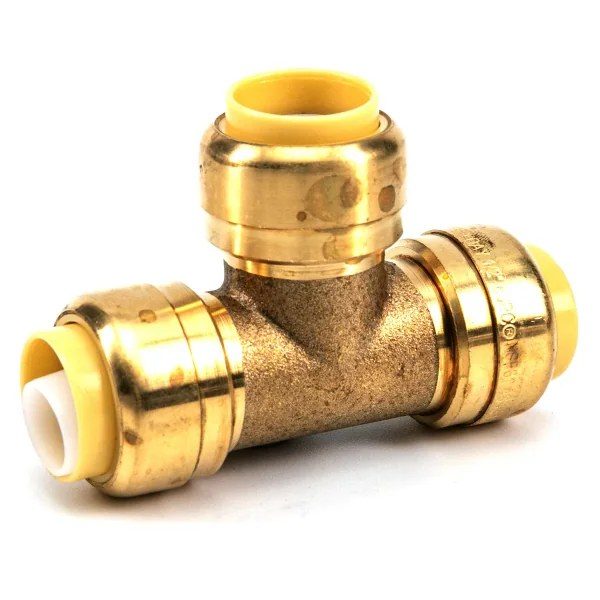 6PK Push-fit Pex Brass Tee 3/4 x 3/4 x 3/4in Lead-free