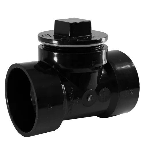ABS Cleanout Tee with Plug 3in - Black
