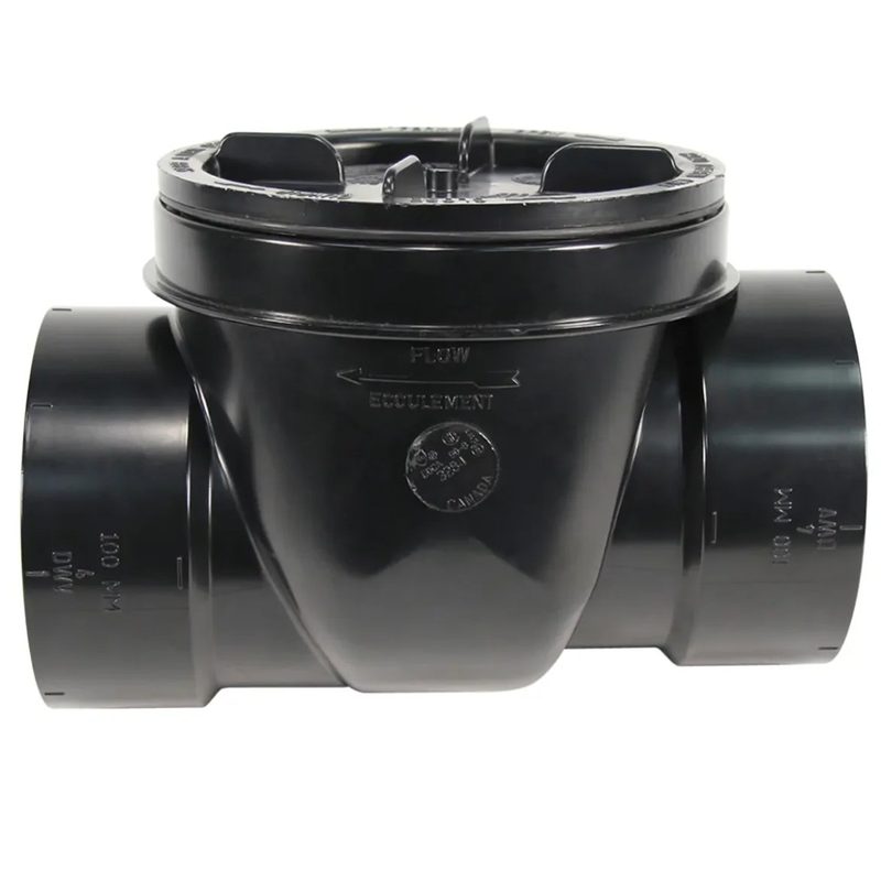 ABS DWV Backwater Valve with Cap 2in - Black