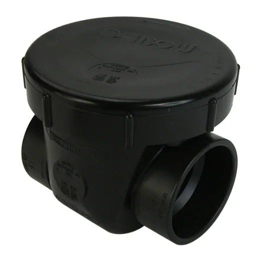 ABS DWV Backwater Valve with Plug 4in - Black
