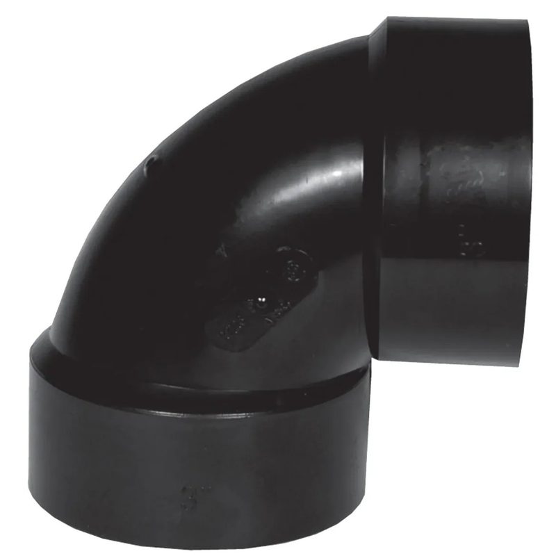 ABS Elbow 90 x 1-1/2in (HxH) Long Turn - Black