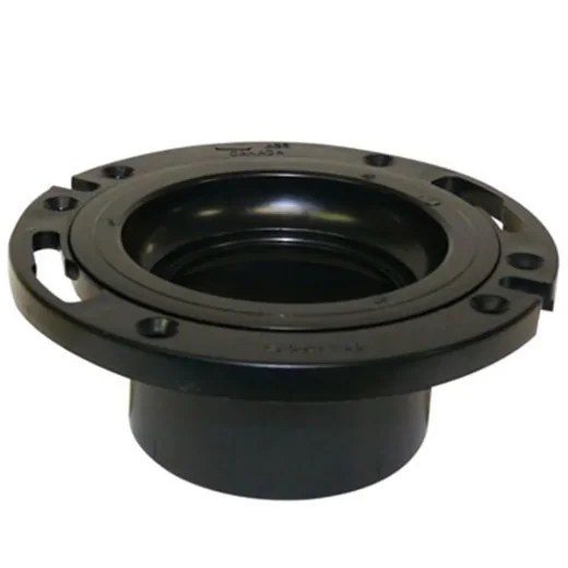 ABS Floor Flange Adj. with Molded in Test Cap 4in x 3in - Black