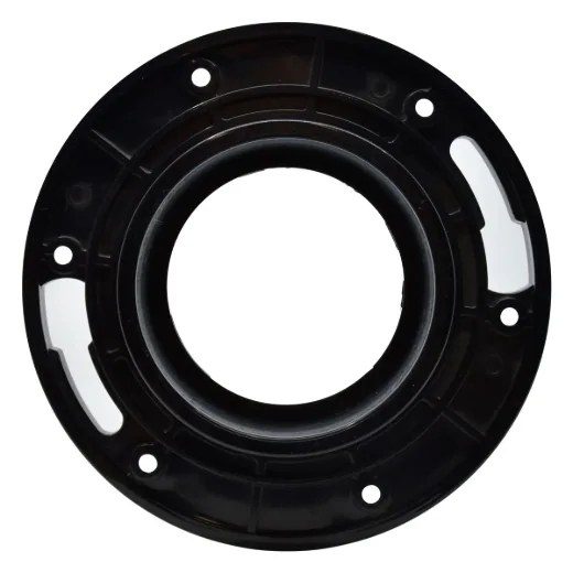 ABS Floor Flange with Molded in Test Cap 4in x 3in - Black