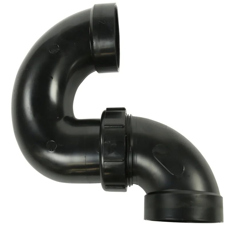 ABS P-trap 2in Less C/O with Union - Black