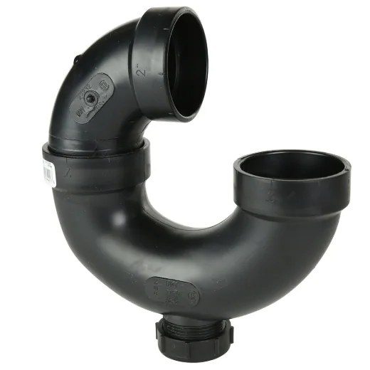 ABS P-trap 2in with C/O Less Union - Black