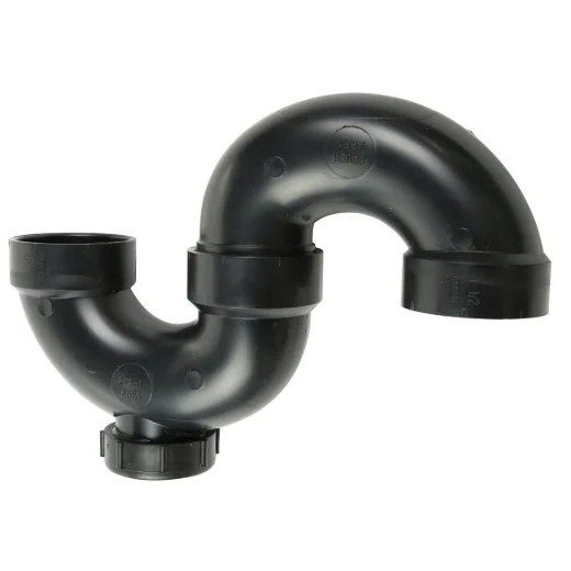 ABS S-trap 1½in with C/O Less Union - Black