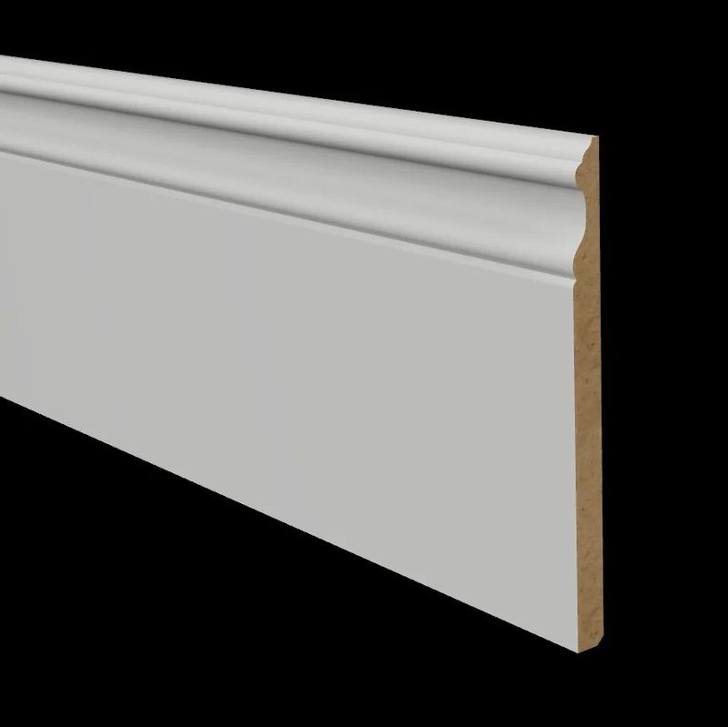 Baseboard Colonial 7-1/4 x 1/2 x 12 ft Primed MDF