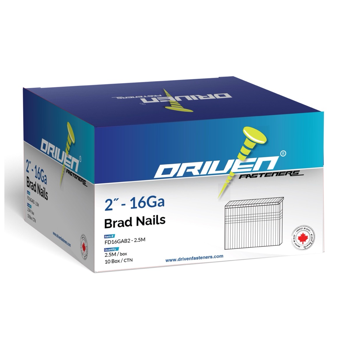 Brad Nails 16 gauge 2" - QTY 2500