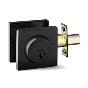 Deadbolt Single Cylinder Square - Matte Black