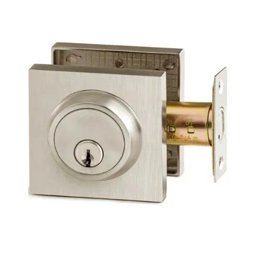 Deadbolt Single Cylinder Square - Satin Nickel