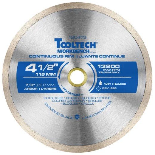 Diamond Saw Blade 4-1/2in Continuous Rim