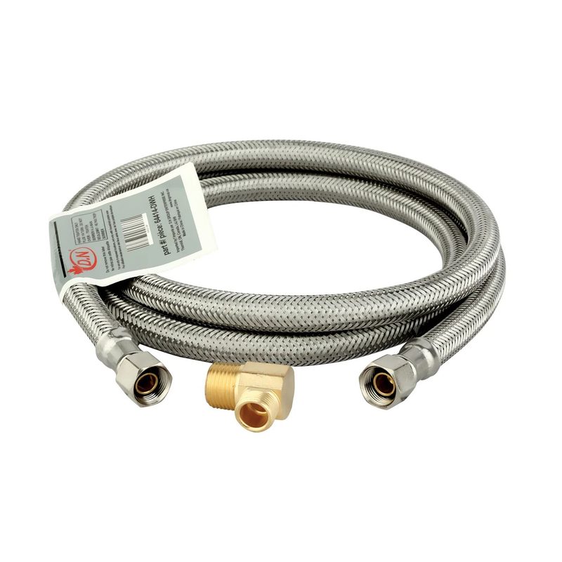 Dishwasher Flexible Connector with Elbow - 3/8" Comp x 3/8" MIP Elbow x 60"