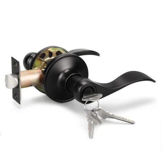 Door Lock Lever Entry Black Curved Handle