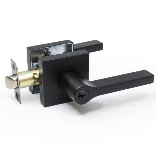 Door Lock Lever Entry Square - Matte Black