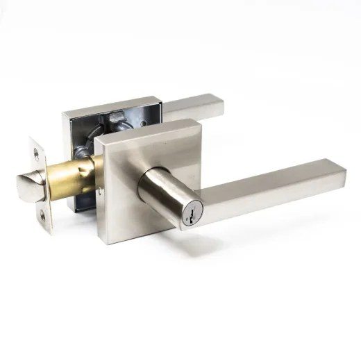 Door Lock Lever Entry Square - Satin Nickel