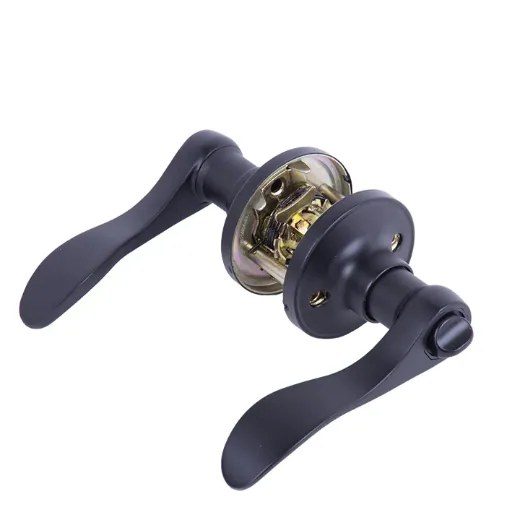 Door Lock Lever Privacy Black Curved Handle
