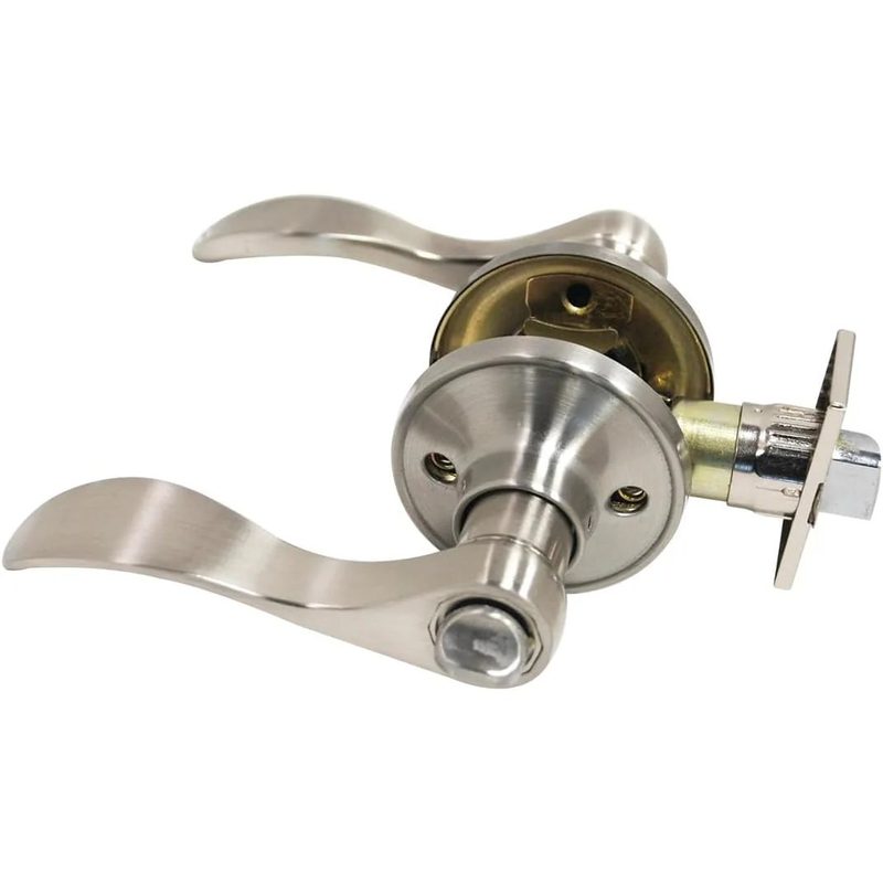 Door Lock Lever Privacy Curved - Satin Nickel