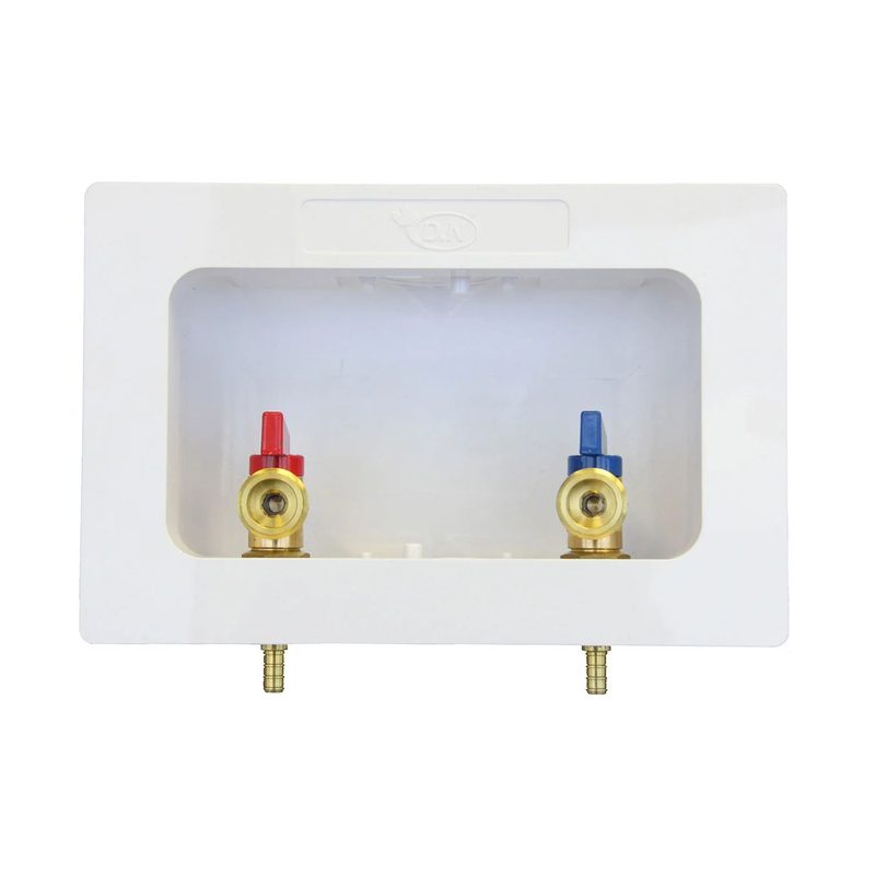 Dual Drain Washing Machine Outlet Box with 1/2" Mip/c x 3/4" MHT Valves