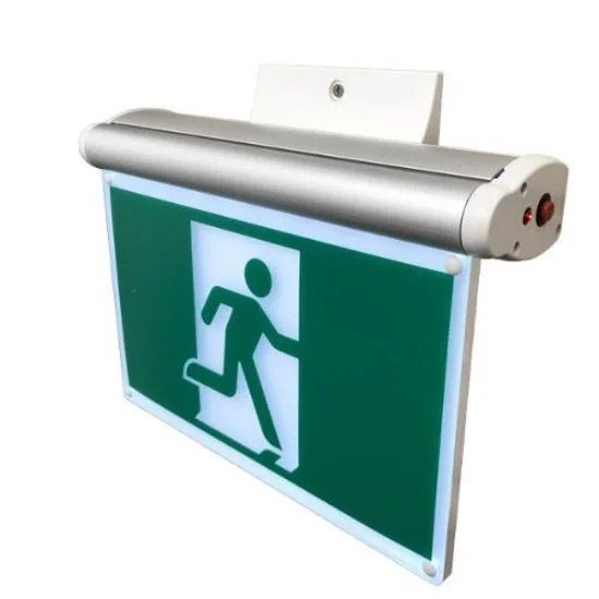 Exit Sign Running Man Edge-lit - Ceiling Mount, Battery Backup